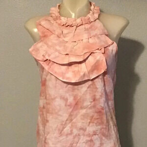 Sleeveless Ruffle Collar Tie Dye Top Small